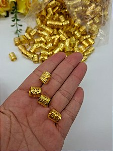 Anel Para Tranças (Dread) 1cm com 25 uni - DOURADA