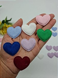 Aplique de Coração Veludo Cotele 3x3,5cm com 5 uni