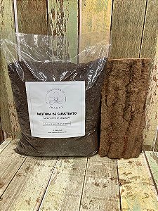 Mistura de substrato turfa com Perlita e Palha de arroz carbonizado 1 kg e Placa de Peroba