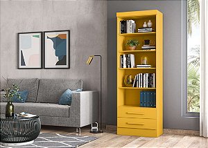 Estante Livreiro com 2 Gavetas Amarelo - Qmovi