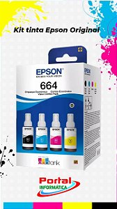KIT REFIL DE TINTA EPSON T664 ORIGINAL 4 CORES ECOTANK