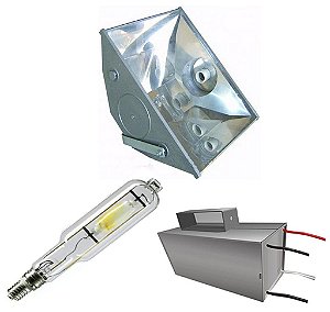 Refletor hqi completo com reator e lampada 1000w