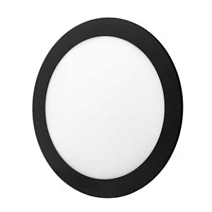 Painel de led redondo embutir 18w aro preto - 3000k