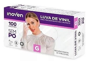 Luva De Vinil G Sem Pó CX com 100 Unidades