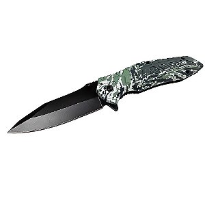Canivete Camuflado Tático Digital Verde C/ Pederneira (SLK-D03)