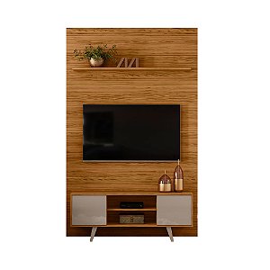 Rack com Painel TV 65 piso ao Teto Panorama Fendi Naturale