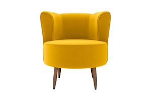 Poltrona Decorativa 1 lugar Savana Veludo Amarelo
