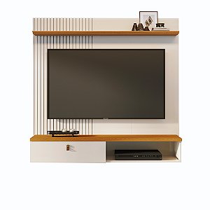 Painel Bancada Suspensa Íris Cinamomo / Off White Tv 55 Pol