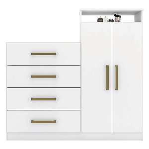 Cômoda Áurea 2 Portas 4 Gavetas - Branco, Moderna e Espaçosa