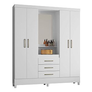 Guarda Roupa Capelinha 4P Pérsia Flex Branco ou Rosa 165cm
