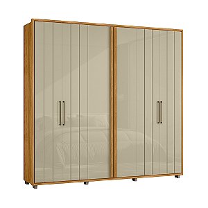 Guarda Roupa 6 Portas 4 Gavetas Miro Cumaru e Opala 250cm