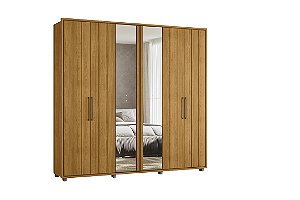 Guarda Roupa 6 Portas com Espelhos Miro Cinamomo 250cm