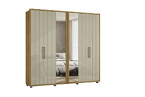 Guarda Roupa 6 Portas com Espelhos Miro Cumaru e Opala 250cm
