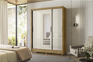 Guarda Roupa casal 3 portas Bolivia Freijo /Off White