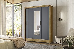 Guarda Roupa casal 3 portas Bolivia Freijo / Cinza