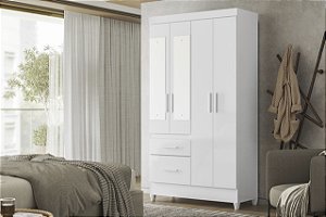 Guarda Roupa solteiro Madri Branco 4 portas