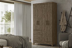 Guarda Roupa Solteiro Madri Castanho Wood 4 portas
