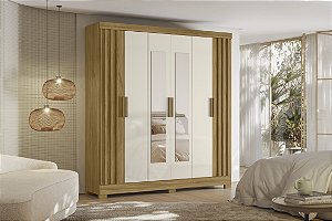 Guarda Roupa Casal Valenca Freijo Off White Ripado 6 portas