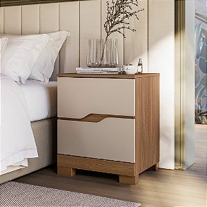 Mesa Cabeceira Ares Duas 2 Gavetas suporte Carv/Fendi