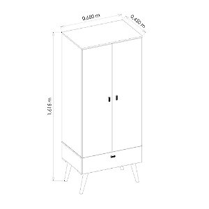 Guarda-roupa Armário Encanto Gaveta 2 Portas Pés Retrô