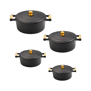 jogo de panelas de ferro fundido 4 pçs