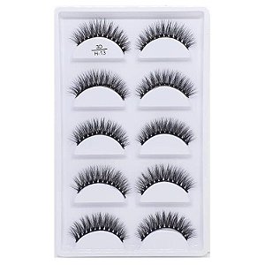 H13 - CARTELA DE CÍLIOS POSTIÇOS 5 PARES 3D