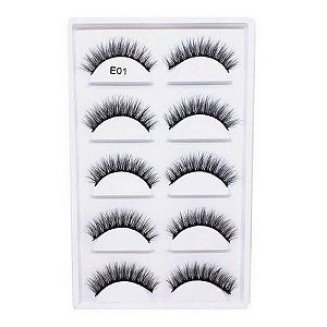 E01 - CARTELA DE CÍLIOS 5 PARES 3D