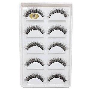 X01 - CARTELA DE CÍLIOS 5 PARES 3D