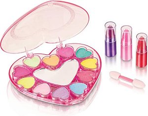 KIT DE MAQUIAGEM INFANTIL PALETA DE SOMBRAS E BATOM LOVER MAKEUP TEEN - FENZZA
