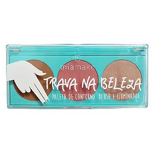 PALETA DE CONTORNO, BLUSH E ILUMINADOR TRAVA NA BELEZA - MIA MAKE