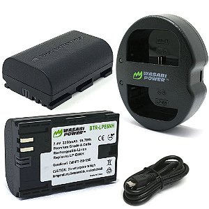 Kit Carregador Duplo + 2 baterias Wasabi  LP-E6NH (Premium) - Wasabi Power