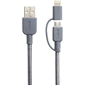 Cabo Sony Duplo USB/Mini C/Lightning CP-ABLP150H Cinza iPhone Android