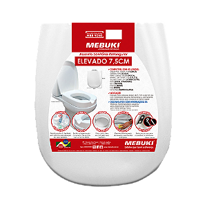 ELEVAÇÃO ASSENTO SANITÁRIO 7,5 CM RETANGULAR SOFT BRANCO MEBUKI