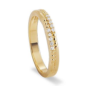 Anel duplo da coleção DOTS OF LOVE em semijoia banhada em ouro 18k e zircônias