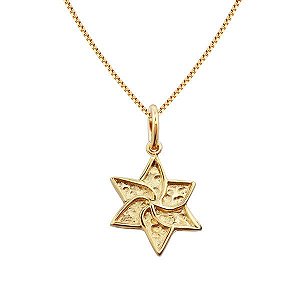 Gargantilha de Estrela de David texturizada banhado em ouro 18k