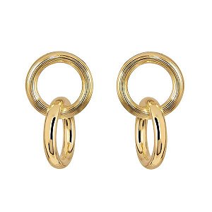 Par de Brincos Argola DUPLA de banho de ouro 18k