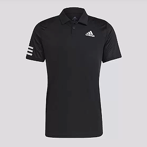 CAMISETA POLO CLUB 3 LISTRAS ADIDAS PRETO/BRANCO NT HS3269