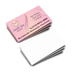 1.000 Cartões de Visita 48x88mm em Couché Brilho 300g - 4x0 - Verniz Total Brilho Frente