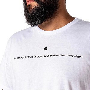 Camiseta Hop.oh Frase Idiomas Branca - Com Abridor de Garrafas