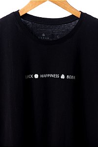 Camiseta Luck Happiness Beer Hop.oh - Preta