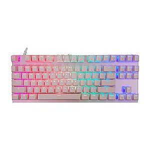 Teclado Mecânico MOTOSPEED K82 RGB Gamer Rosa Compacto com S