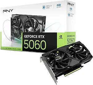 PNY Placa gráfica NVIDIA GeForce RTX™ 5060 8 GB com overclock com ventilador duplo (DLSS 4, PCIe® 5.0, HDMI®/DP 2.1, 2 compartimentos)