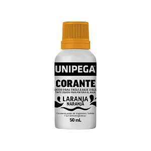 Corante Líquido Unipega Laranja 50ml | Pigmento Concentrado para Tintas Látex e Acrílicas - Caixa com 12 unidades
