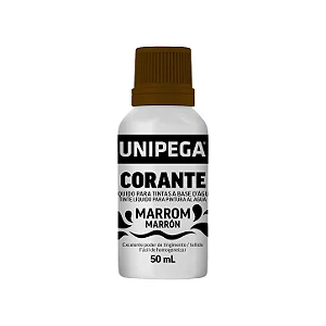 Corante Líquido Unipega Marrom 50ml | Pigmento Concentrado para Tintas Látex e Acrílicas - Caixa com 12 unidades