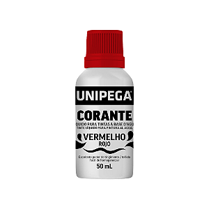 Corante Líquido Unipega Vermelho 50ml | Pigmento Concentrado para Tintas Látex e Acrílicas - Caixa com 12 unidades