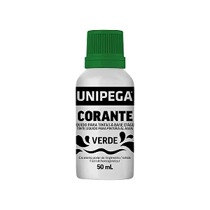 Corante Líquido Unipega Verde 50ml | Pigmento Concentrado para Tintas Látex e Acrílicas - Caixa com 12 unidades