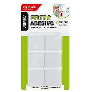Feltro Adesivo Quadrado Branco 30mm – 12 unidades