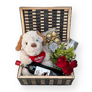 Cesta Um Brinde ao Amor – Vinho e Chocolates