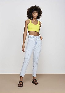 Top Cropped Dzarm em malha ajustada ****