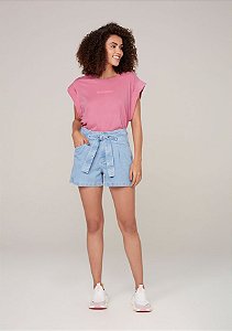 Shorts Feminino Reto Em Jeans Com Elastano